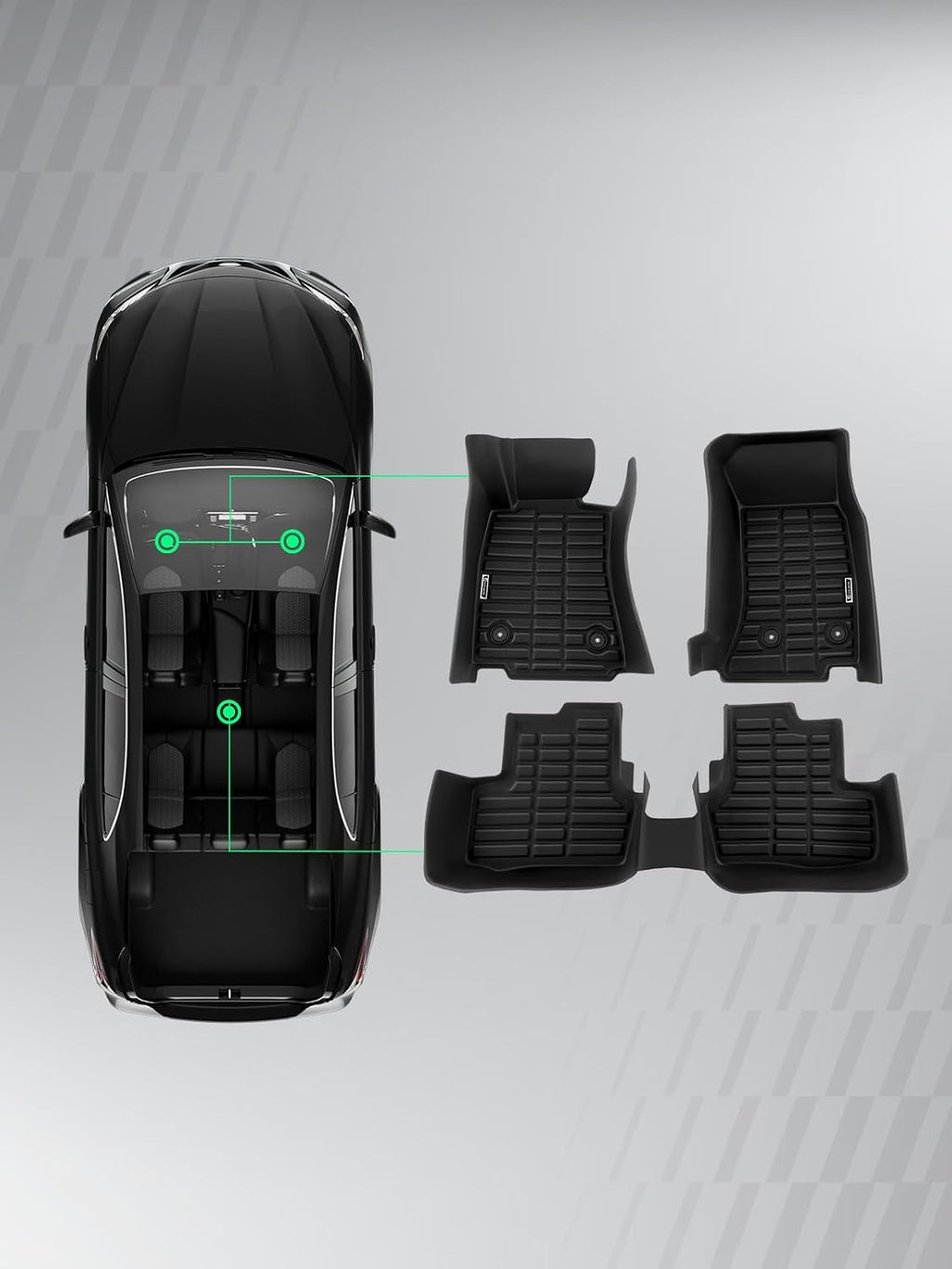 YHTAUTO Automotive All Weather Floor Mats Compatible with Cadillac ATS 2013-2014, TPE Floor Liners All-Weather Protection Custom Fit, 1st & 2nd Row, Set of 3 Black