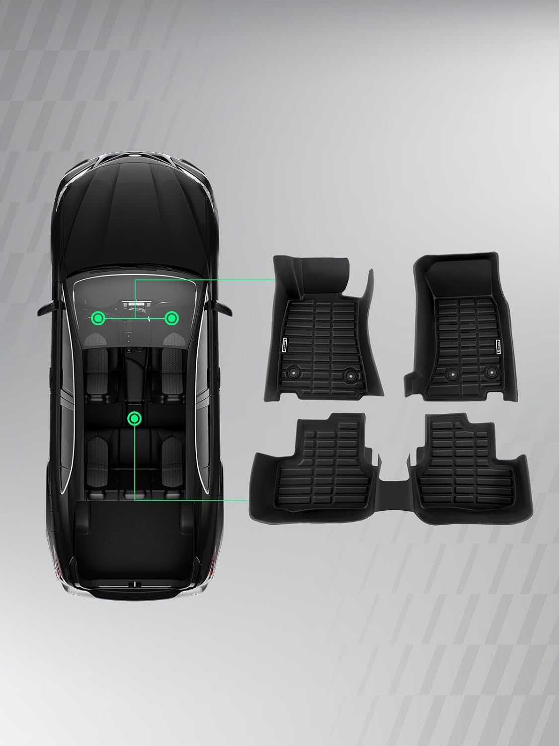YHTAUTO Automotive All Weather Floor Mats Compatible with Cadillac ATS 2013-2014, TPE Floor Liners All-Weather Protection Custom Fit, 1st & 2nd Row, Set of 3 Black