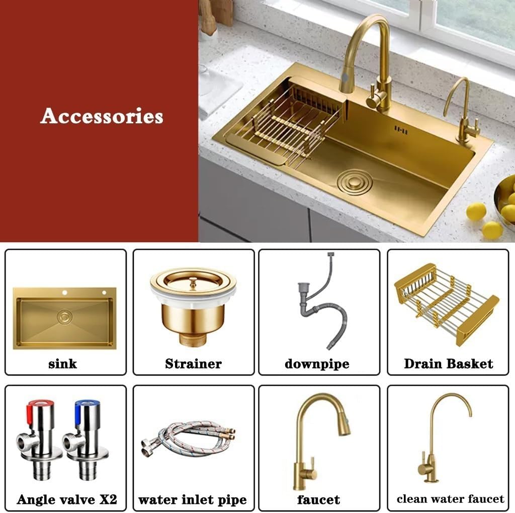 Single Bowl Kitchen Sink with Faucet Drain Hotel Restaurant Bar Sink Commercial Apartment Sink (60 * 45Cm