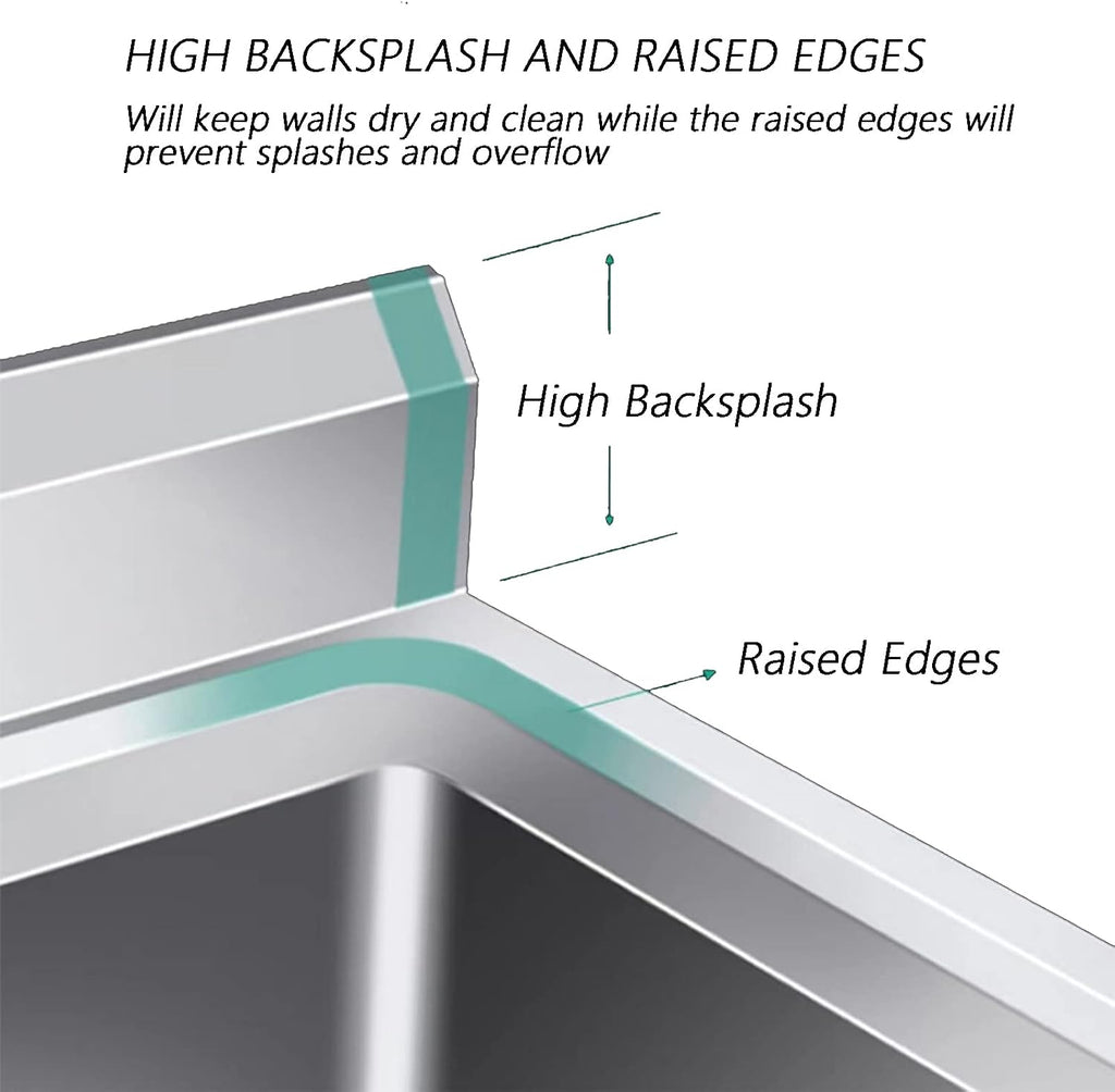 Stainless Steel Triple Bowl Kitchen Sink, Commercial Kitchen Prep & Utility Sink Free Standing Utility Sink,100X50cm/39.3X19.6in
