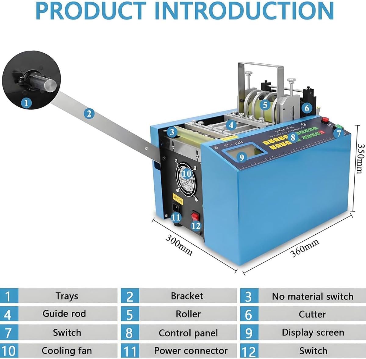 Automatic Heat-Shrink Tube Cutting Machine,250W Tube Cable Pipe Cutter,Electric Fiberglass Sleeving Cutter with 1mm-100mm Cutting Width,0.1mm Cutting Accuracy,for Heat Shrink Tube,Cable