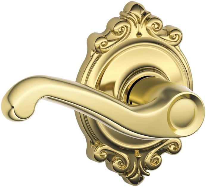 SCHLAGE F10 FLA 505 BRK Brookshire Collection Flair Passage Lever, PVD Bright Brass (Pack of 8)