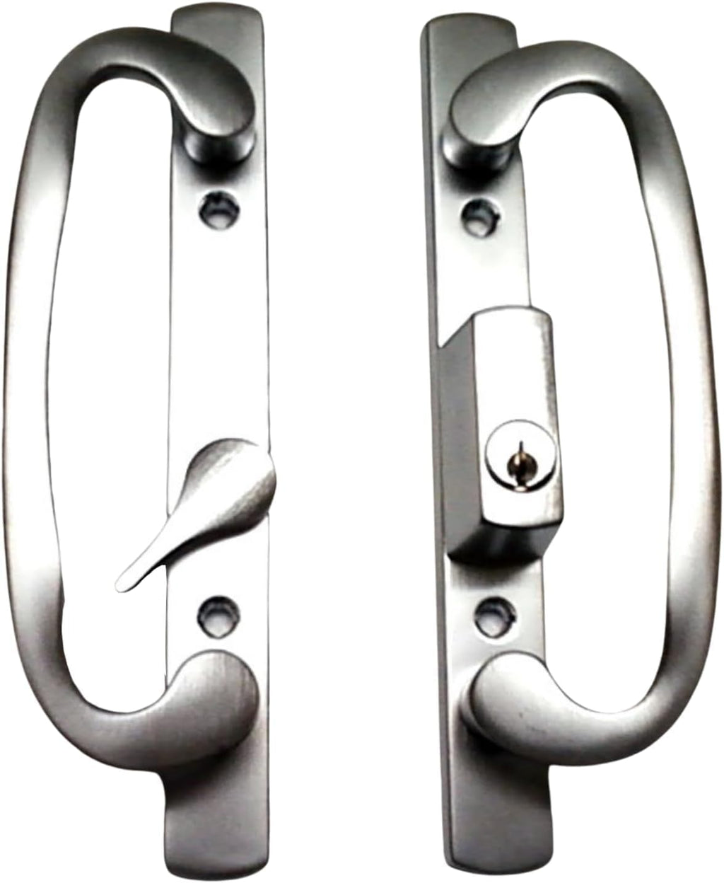8.5' Legacy Sliding Patio Glass Door Offset Latch Brushed Chrome Handle Set with Keys - Sash Controls 2265 Keyed Lock - Fits 3-15/16' Screw Hole Spacing and 1-1/4' to 2-1/4' Door Thickness