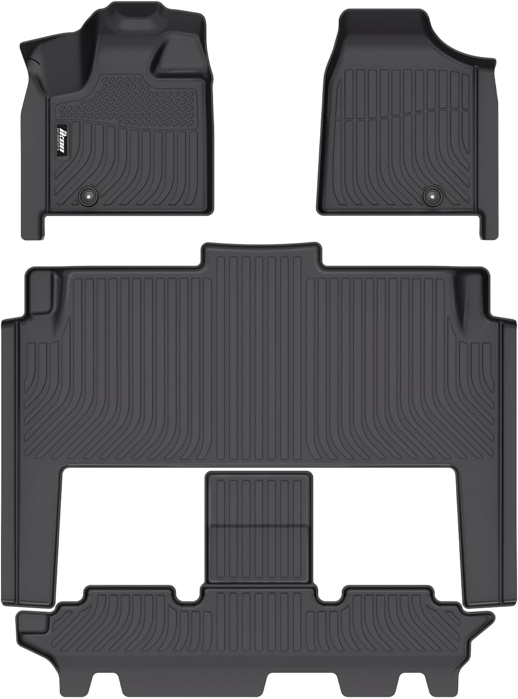 FREEMOTOR802 Compatible with 2008-2020 Dodge Grand Caravan 7 Seats Chrysler Town & Country Floor Mats, Black 3D Molded Carpets Liner 1st 2nd Row 4PC TPE Thermo Plastic Elastomer All Weather Protector