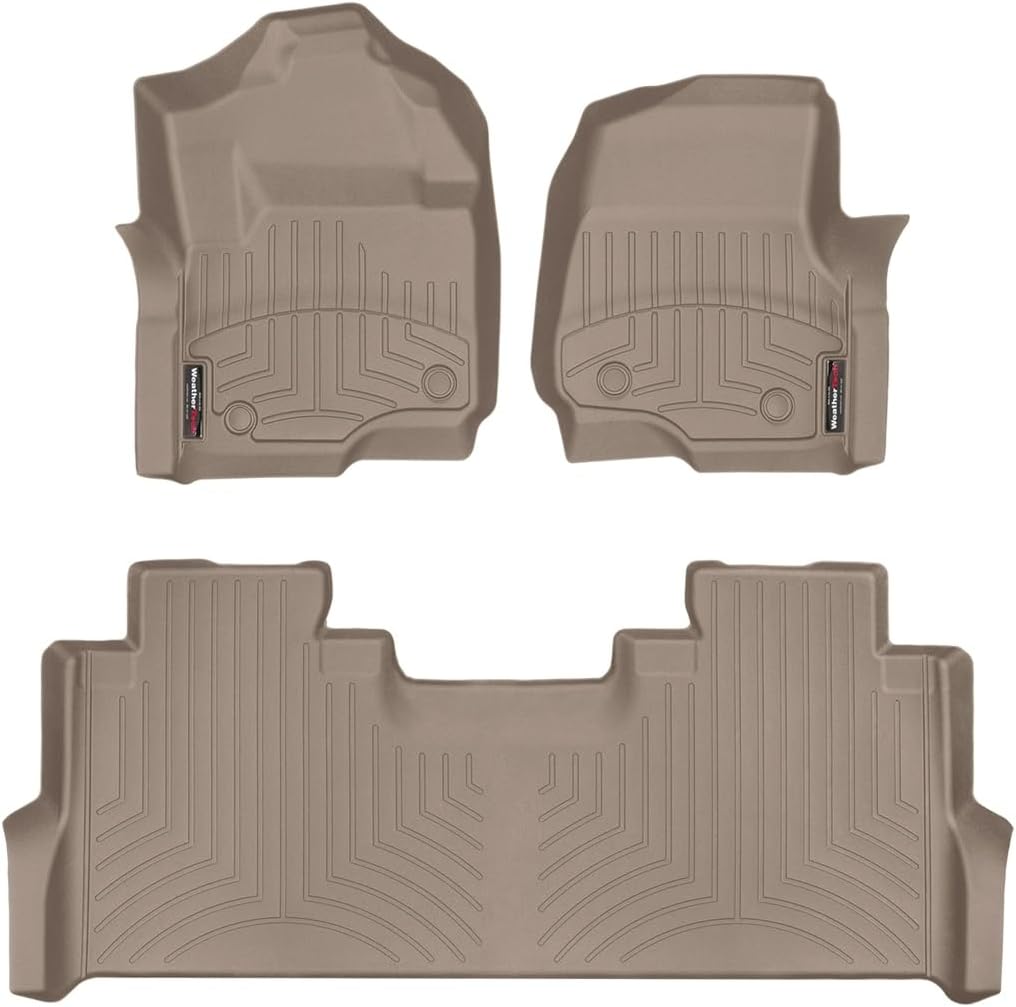 WeatherTech Custom Fit FloorLiners for Ford Super Duty, Super Duty, Super Duty - 1st & 2nd Row (451012-1-2), Tan
