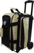 ELITE Deluxe 2 Ball Bowling Bag with 5' Smooth Wheels - Large Accessory Pocket, Shoe Compartment, 36' Extendable Handle
