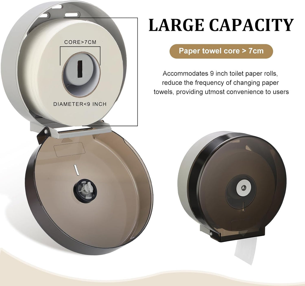 Layhit 10 Pack Toilet Paper Holder Wall Mount, Toilet Paper Towel Dispenser, Commercial 9' Jumbo Plastic Tissue Dispenser with Key Wall Lock for Bathroom, Office, Restaurants