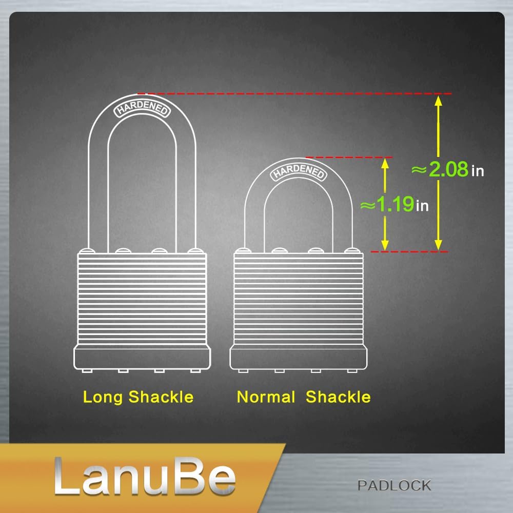 LanuBe Lock Laminated keyed Padlock (1-9/16', 40mm), keyed Alike Locks, Long Shackle, Marked Blue Plastic Hoop, Pack of 120