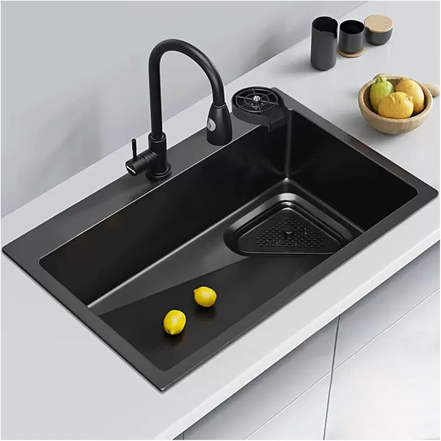 Kitchen Sinks, Kitchen Sink Multi-Function Bar Prepare Sink with Faucet Cup Washer Single Bowl Sink Single Bowl Kitchen Sink (72 * 45Cm