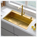 Gold Kitchen Sink - Single Bowl 16 Gauge Stainless Steel Sink - Single Bowl Undermount or Drop-in, 5 Sizes (Color : Kit-A, Size : 75x45x22cm) (KitC 75x45x22cm)