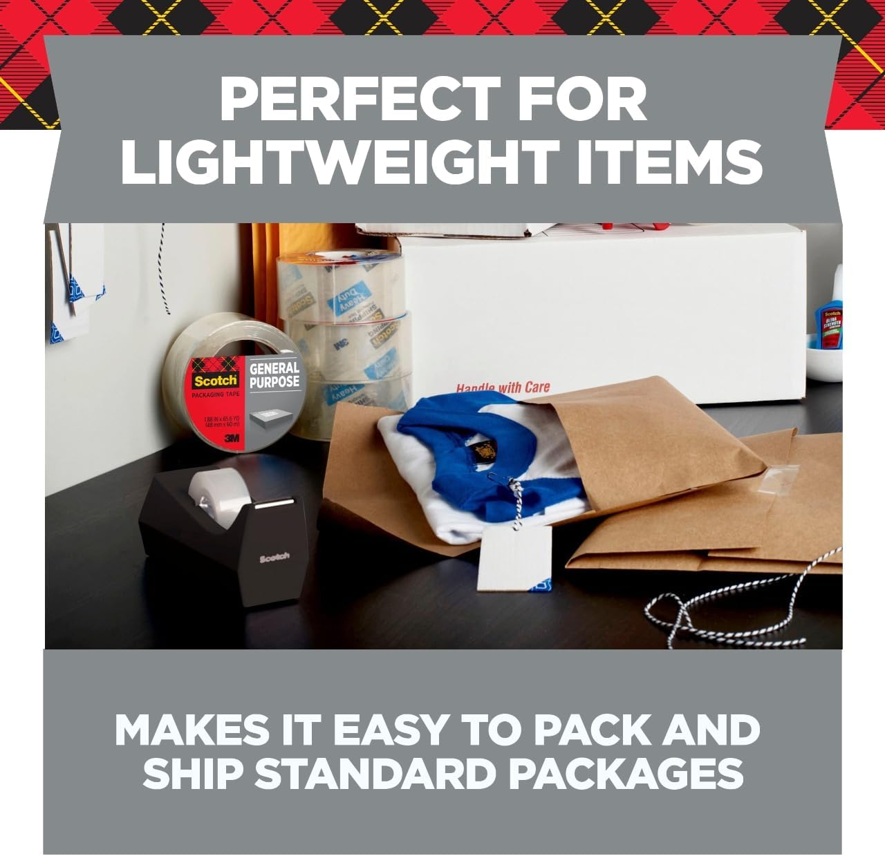 Scotch Shipping Packaging Tape, 1.88' x 54.6 yd, 6 Rolls (3350-6) (Pack of 6)