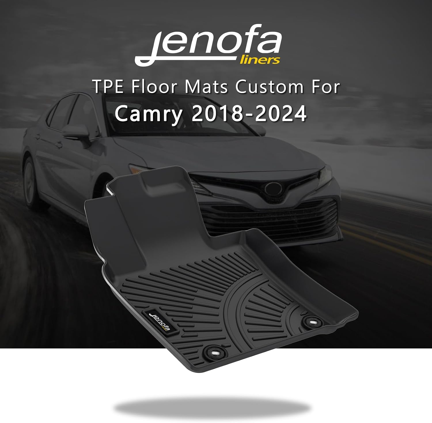 Jenofa-Floor Mats for Camry 2018-2024 FWD (Not for Hybrid or AWD) All Weather Trunk Mat Waterproof Floor Liners Full Set Car Mat for Toyota Camry FWD Accessories