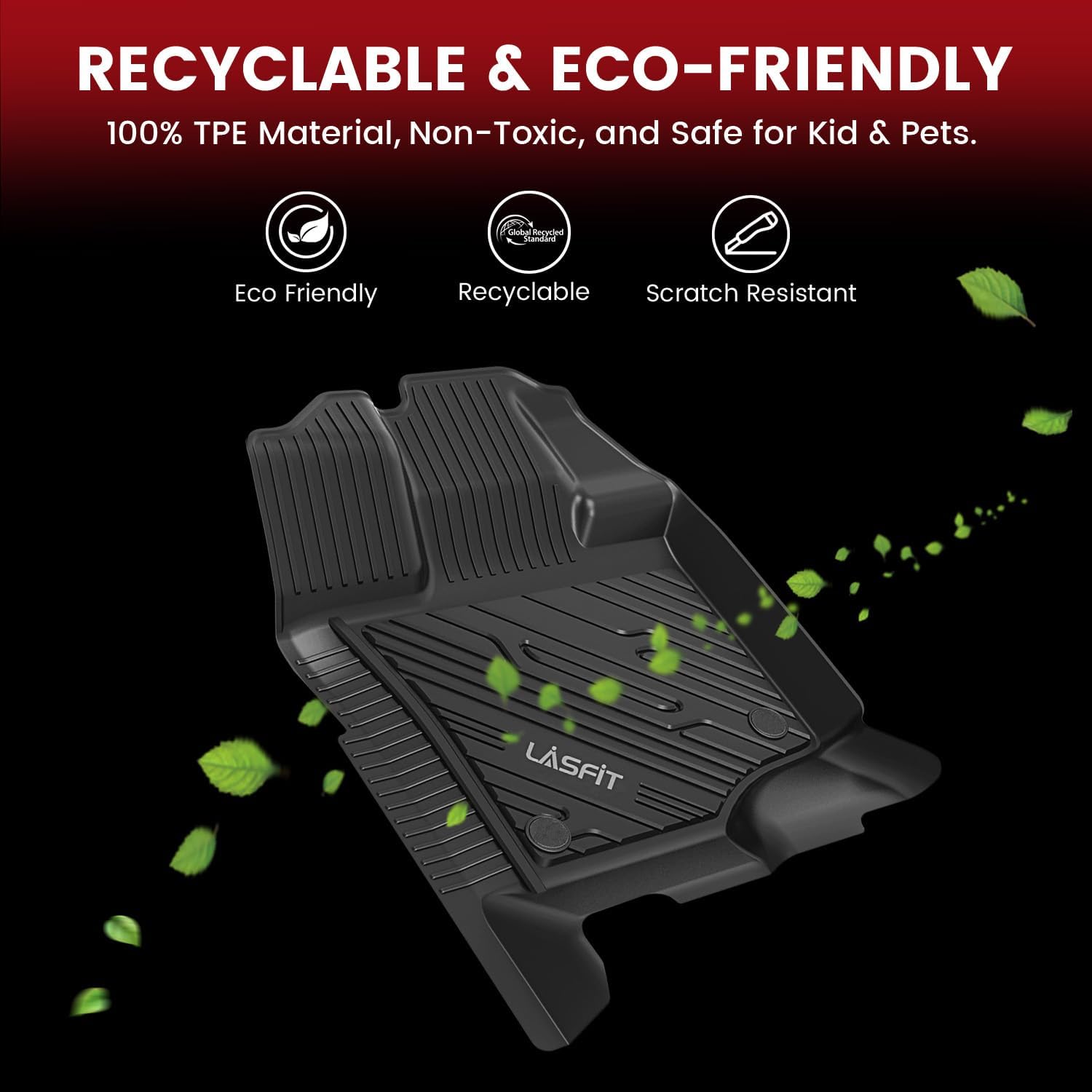 LASFIT Floor Mats for Ford F-150 2015-2026 | F150 Lightning 2022-2025 SuperCrew (Rear w/o Fold Flat Storage) Carpet Floor All Weather Protector TPE Truck Liners- 1st & 2nd Row, 3pcs Black