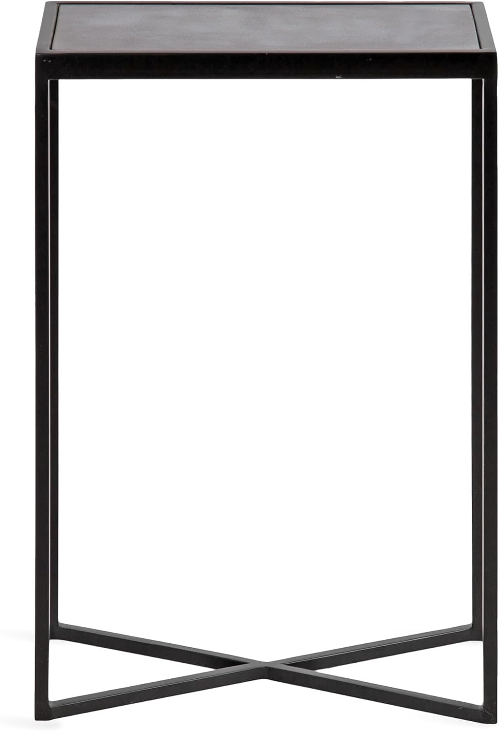Kate and Laurel Jaspur Modern Slim Side Table, 16 x 8 x 24, Black Marble and Black, Decorative Glam Narrow End Table for Use as Skinny Bedroom Nightstand or Living Room Accent Table