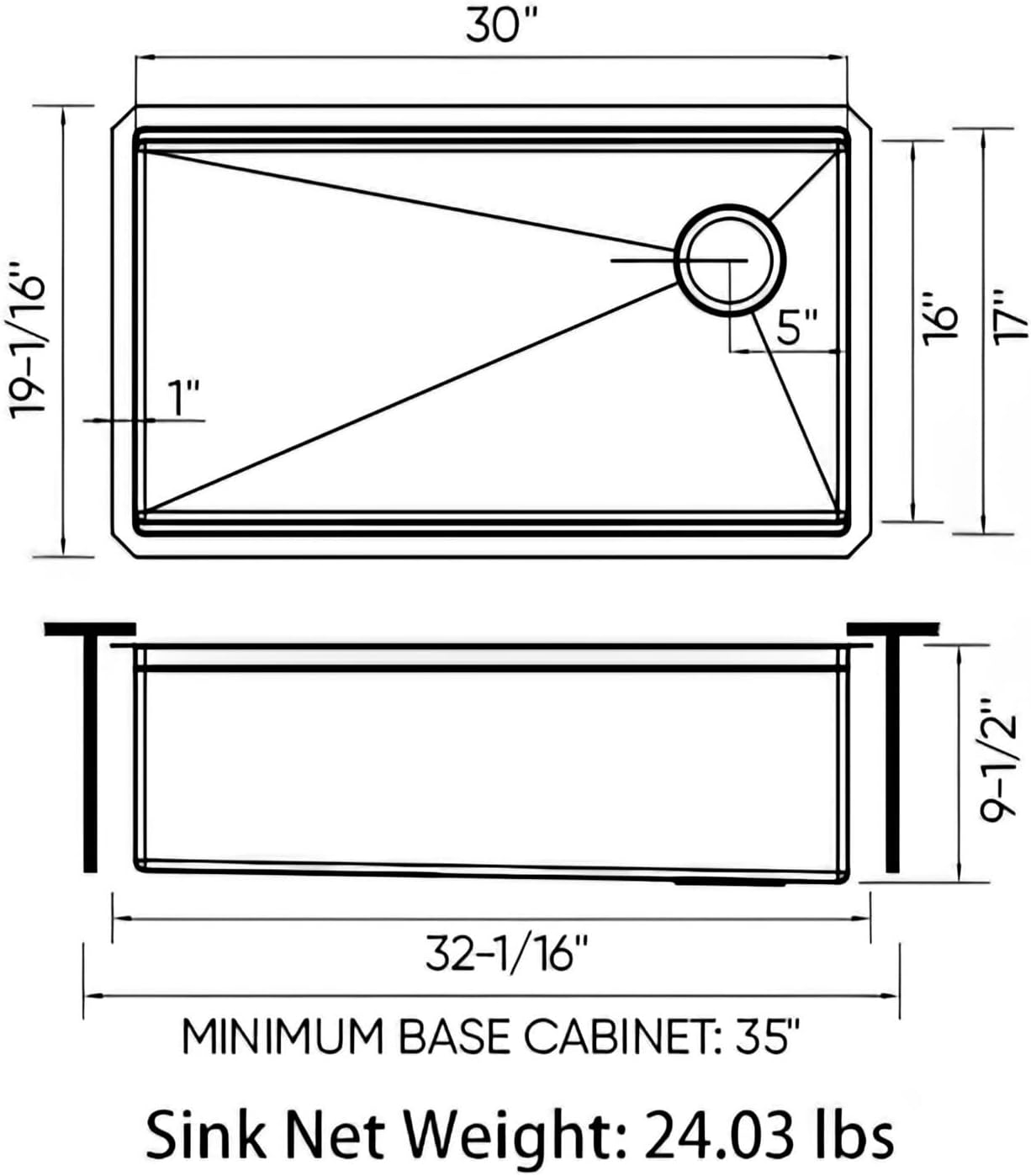 Sinber KSS0001S-OK 32' x 19' x 10' Undermount Single Bowl Workstation Kitchen Sink with 16 Gauge 304 Stainless Steel Satin Finish 6 Accessories