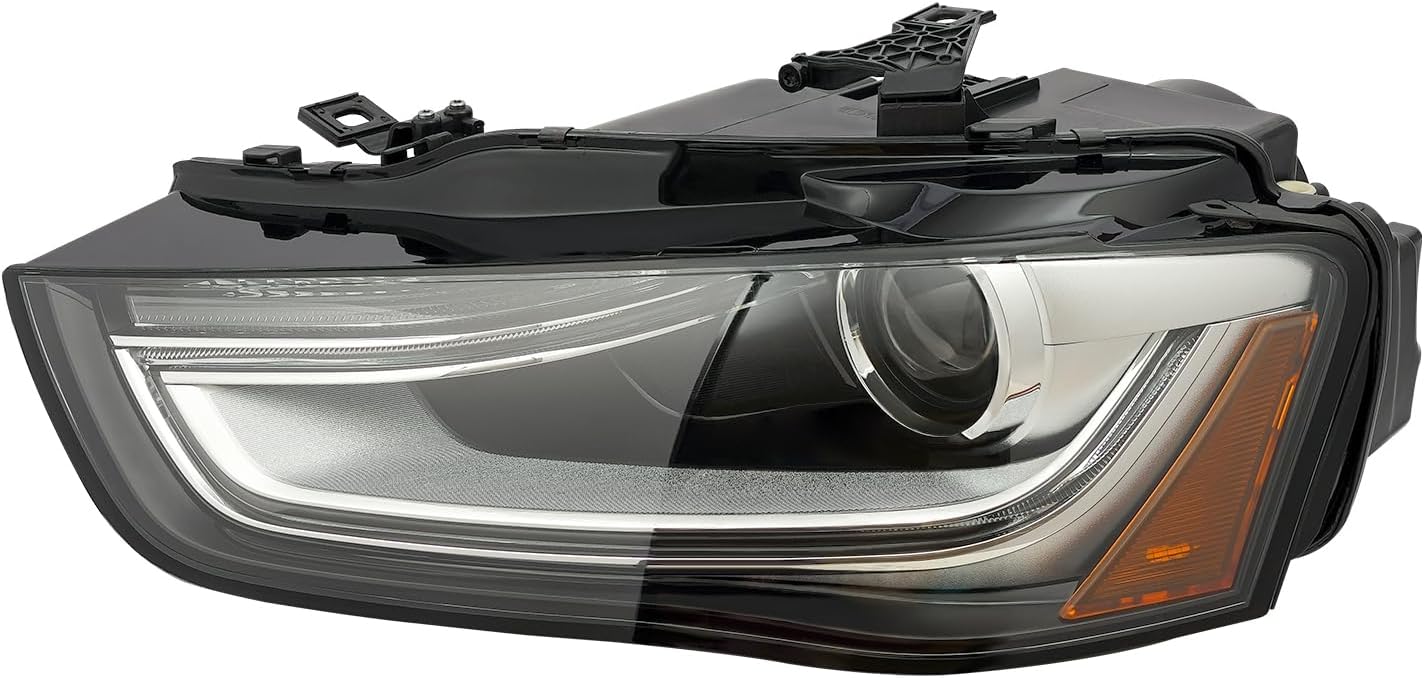 Left and Right Side Headlight Assembly, Passenger&Driver Side Xenon Headlight Lamp, HID/Xenon Non-AFS Projector Headlight Headlamp For 2013-2016 Audi A4 w/o Curve Lighting (Left)