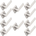 Probrico Interior Half Dummy Non-Turning Door Handles, Brushed Nickel Single Side 10 Pack Square Door Levers(Exposed Screws)
