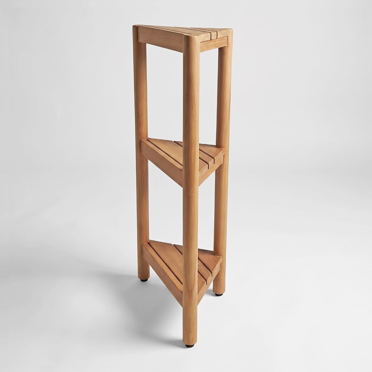 Asta Select Solid Teak Free Standing Corner Shelf, 3-Tier Bathroom Corner Stand, Corner Rack for Bathroom, Kitchen, Living Room, Bedroom, Fully Assembled, ST-80