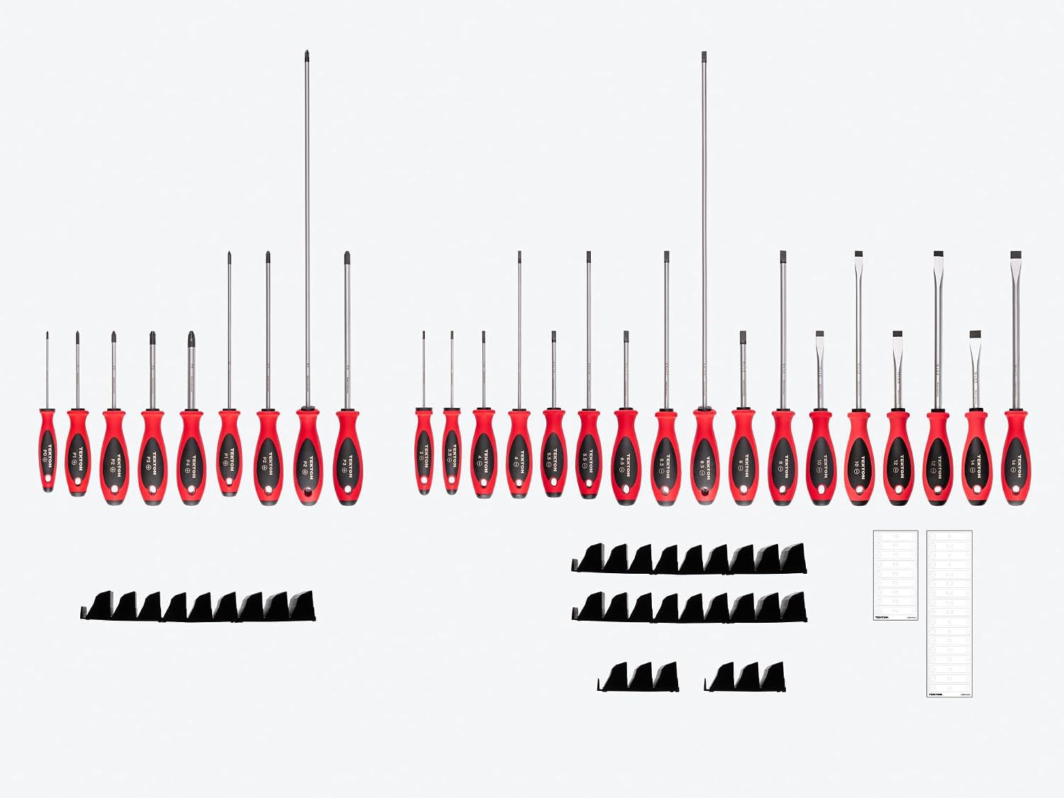TEKTON Phillips and Slotted Screwdriver Set with Modular Organizers - 4, 8, 18 Inch Shanks, 26-Piece (#0 - #4, 3-14 mm) | DWZ90109