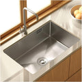 Kitchen Sinks, Sussingle Bowl Kitchen Sink Brushed Bar Prep Sink Rv Sink Laundry Tub for Indoor Outdoor with Faucet & Drain Assembly Drop in or Undermount (A-68 * 45 * 21Cm