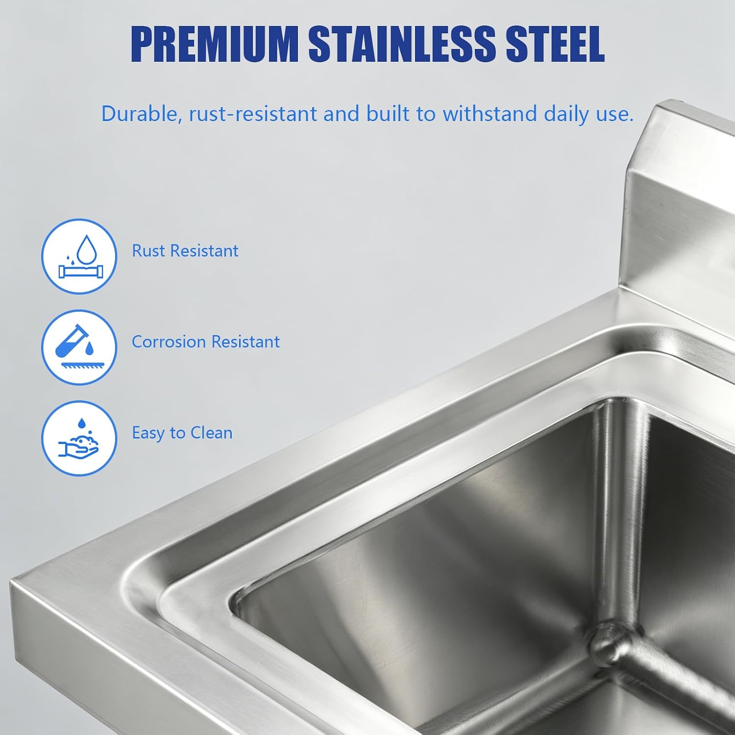 3 Compartment Sink, 3 Bay Stainless Steel Sink with Inlet Pipes & Faucet, Commercial Utility Sink for Basements, Terraces, Bars, Kitchens, Freestanding, 39 x 18 x 35.8 Inch