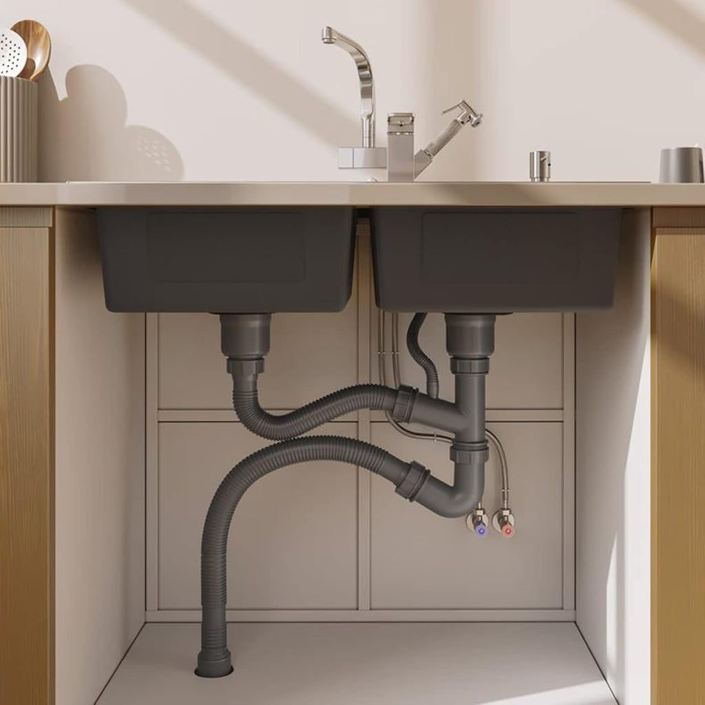 304 Stainless Steel Kitchen Sink Silver Double Bowl Bar Prep Sink RV Sink with Drain Pipe and Installation Kit Drop in Or Undermount (Color : NO Faucet, Size : 72x40x21cm) (Dhave Faucet 72x40x21c