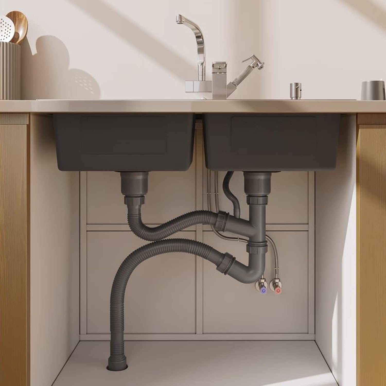 304 Stainless Steel Kitchen Sink Silver Double Bowl Bar Prep Sink RV Sink with Drain Pipe and Installation Kit Drop in Or Undermount (Color : NO Faucet, Size : 72x40x21cm) (Dhave Faucet 72x40x21c