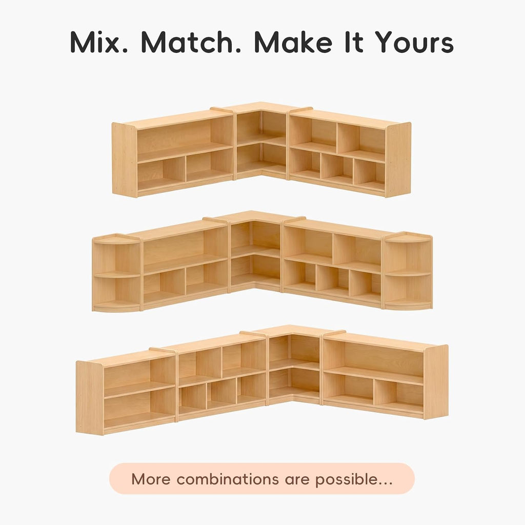 OOOK L-Shape Montessori Bookshelf for Compact Corner Space, Fits Shelf Combination Series in Kids Room, Daycare Center, Nursery, Classroom, Kindergarten