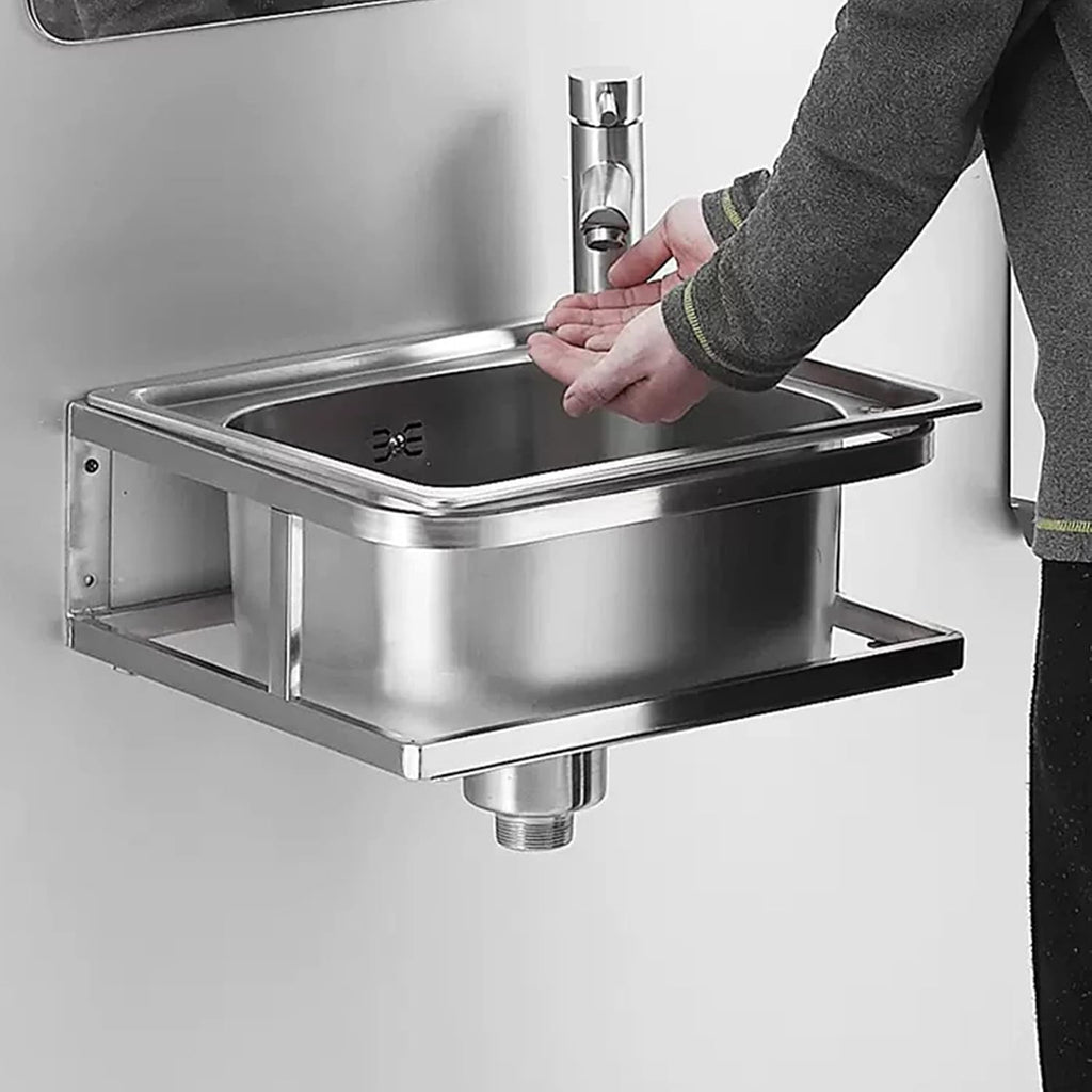 Stainless Steel Sink, Single Bowl Wall-Mounted Washbasin Small Sink for Kitchen Bathroom Lavatory (Color : F, Size : 41x35x19cm) (C 43x38x19cm)