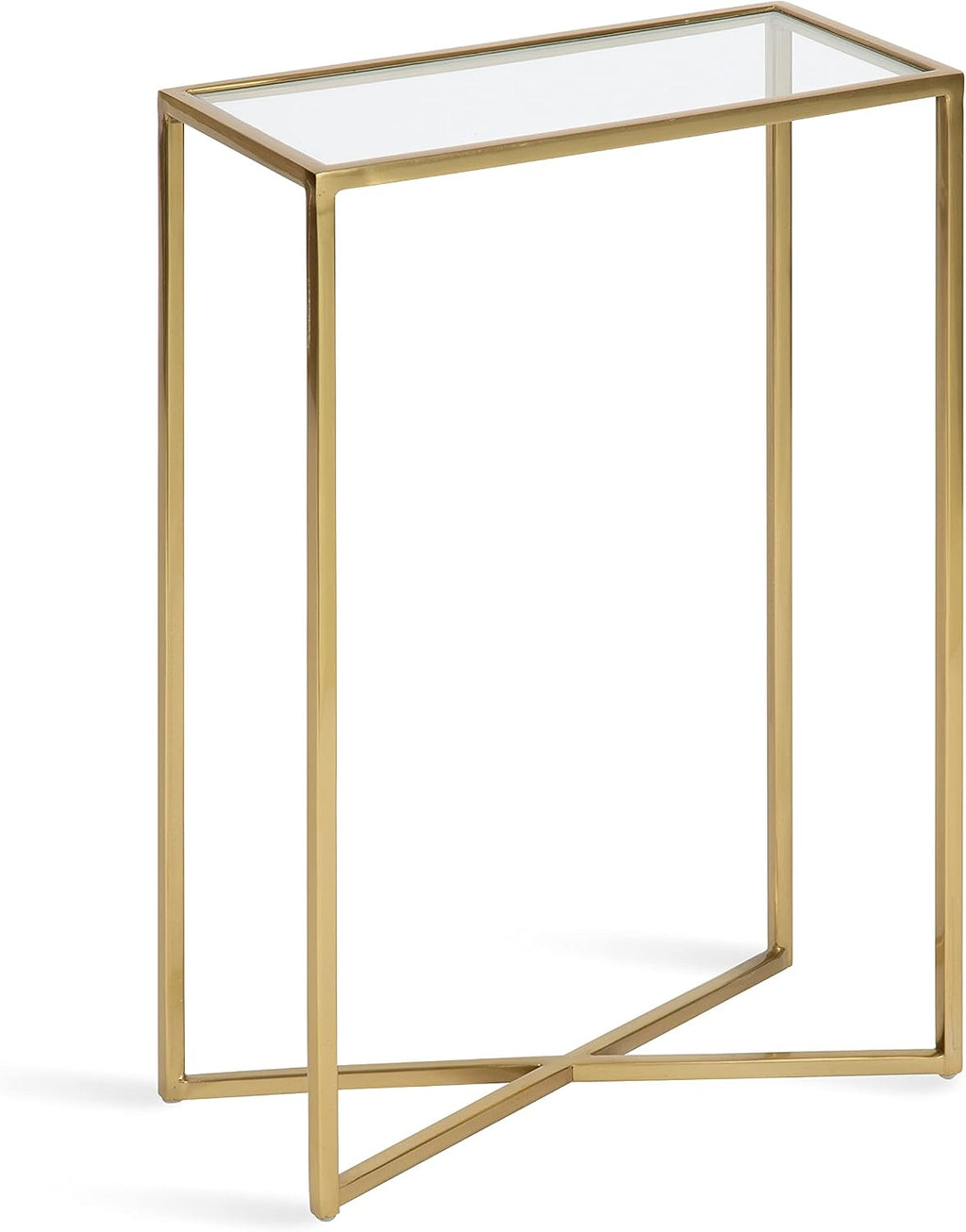 Kate and Laurel Jaspur Modern Slim Side Table, 16 x 8 x 24, Gold, Decorative Glam End Table for Use as Narrow Bedroom Nightstand or Living Room Accent