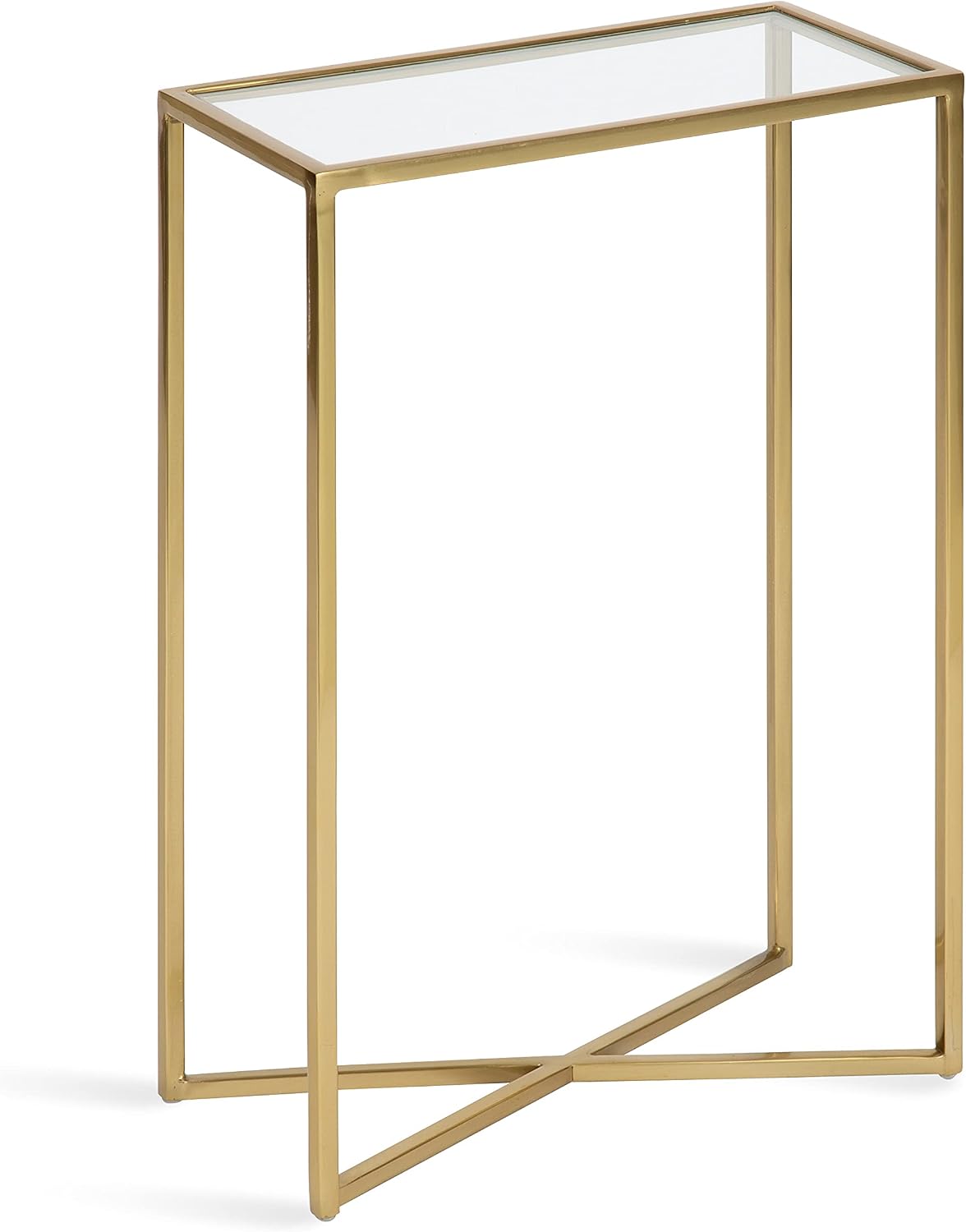 Kate and Laurel Jaspur Modern Slim Side Table, 16 x 8 x 24, Gold, Decorative Glam End Table for Use as Narrow Bedroom Nightstand or Living Room Accent
