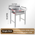 Free Standing Stainless-Steel Single Bowl Restaurant Kitchen Sink Set W/Hot And Cold Water Faucets Commercial Utility Sink,Commerical, Outdoor, Garage, Laundry Room Use,Single sink,50 * 50