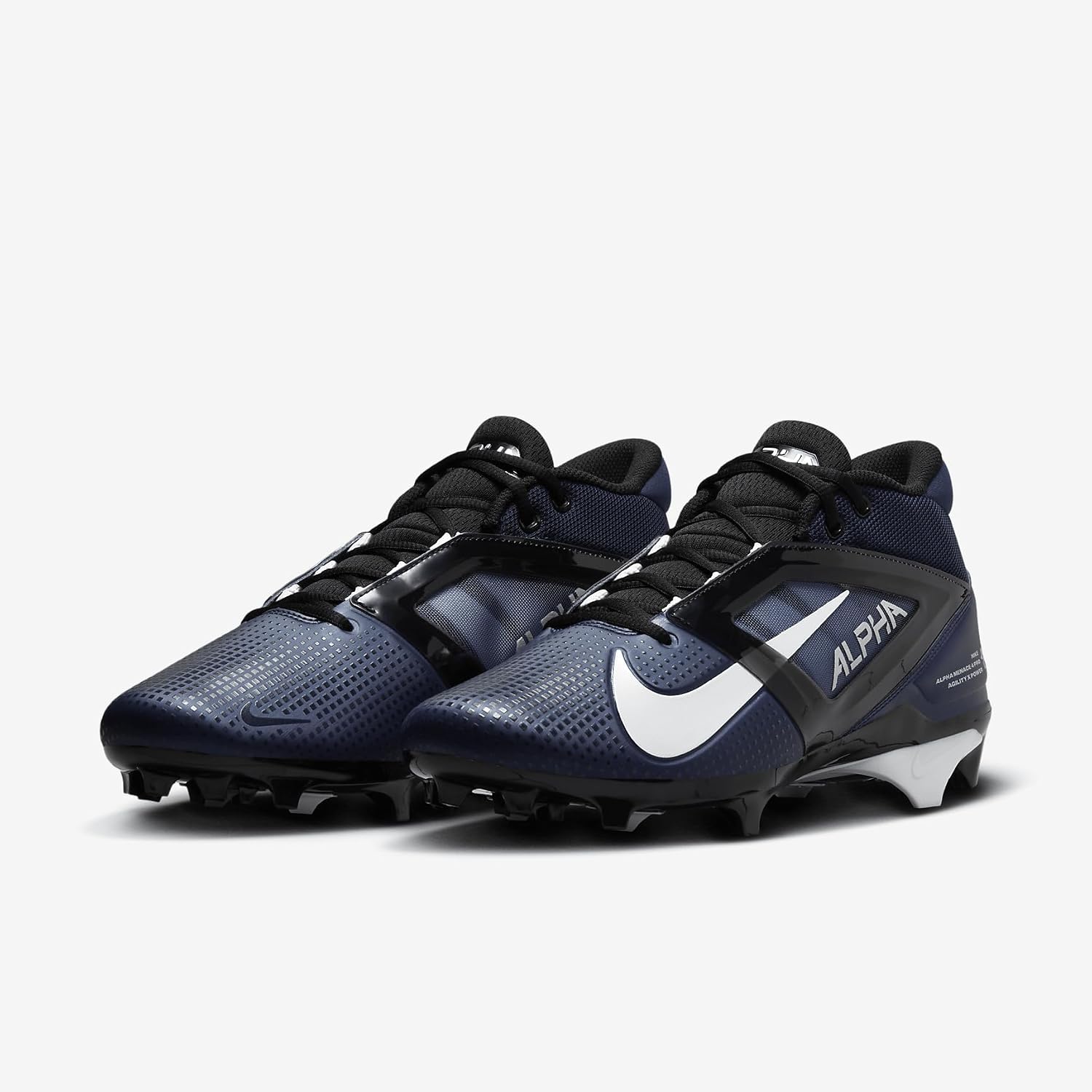 Nike Alpha Menace 4 Pro Football Cleats (FD7037-401, Midnight Navy/Metallic Silver) Size 12