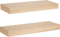 Kate and Laurel Havlock Modern Natural Floating Shelves; Set of 2; 24 x 8; Natural Wood; Mid-Century Bathroom and Kitchen Shelves for Storage and Display