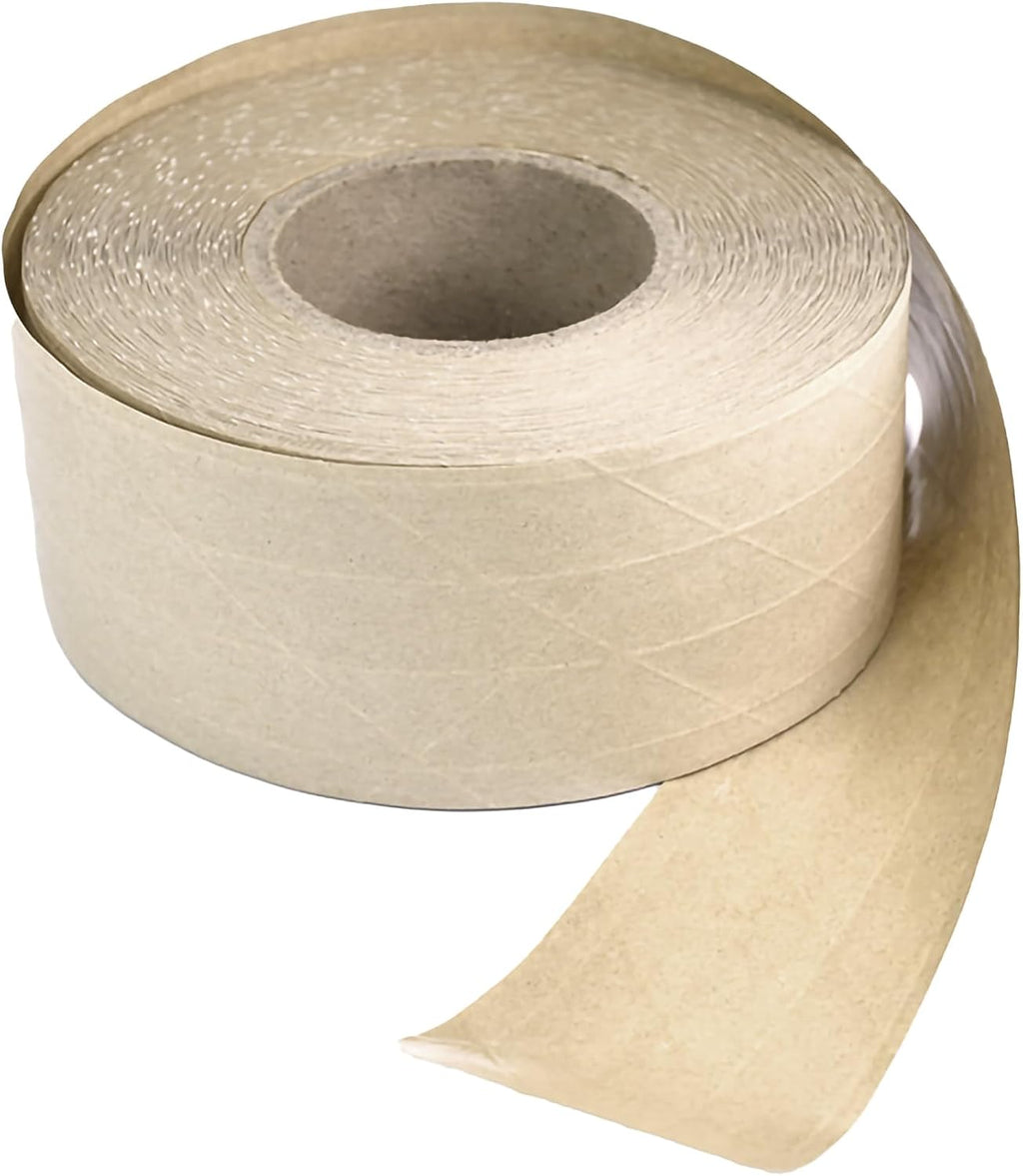 FixtureDisplays® 6 Rolls of Water Activated Reinforced Brown Kraft Paper Tape DIY Craft Box Packaging Sealing Tape 3' Wide 150 feet 1.5' Core 15723-6PK-1D