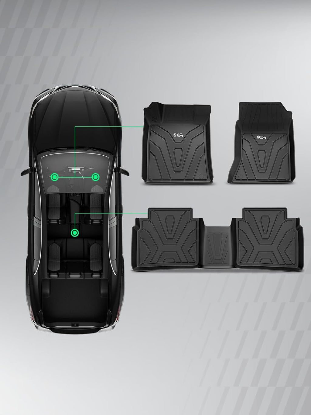 YHTAUTO Automotive Floor Mats Compatible with Nissan Altima 2019-2026, TPE Floor Liners All-Weather Protection Custom Fit, 1st & 2nd Row, Set of 3