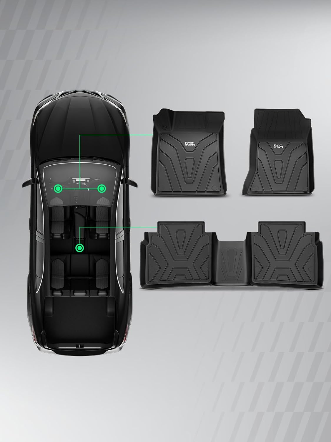 YHTAUTO Automotive Floor Mats Compatible with Nissan Altima 2019-2026, TPE Floor Liners All-Weather Protection Custom Fit, 1st & 2nd Row, Set of 3