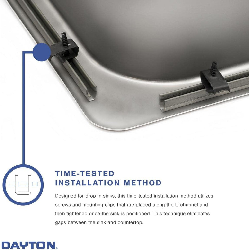 Dayton Stainless Steel 33' x 21-1/4' x 6-9/16', 5-Hole Equal Double Bowl Drop-in Sink