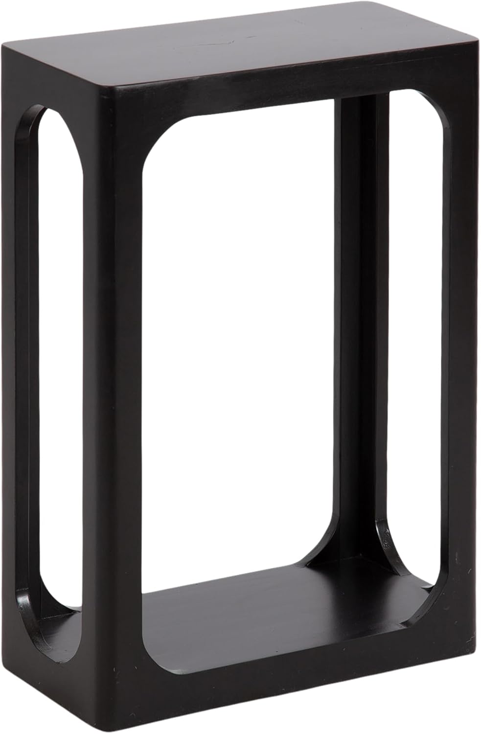 Kate and Laurel Dahl Modern Slatted Wooden Slim Side Table, 16 x 8 x 24, Black, Transitional Wood Narrow End Table for Use as Living Room Plant Stand or Small Bedroom Nightstand
