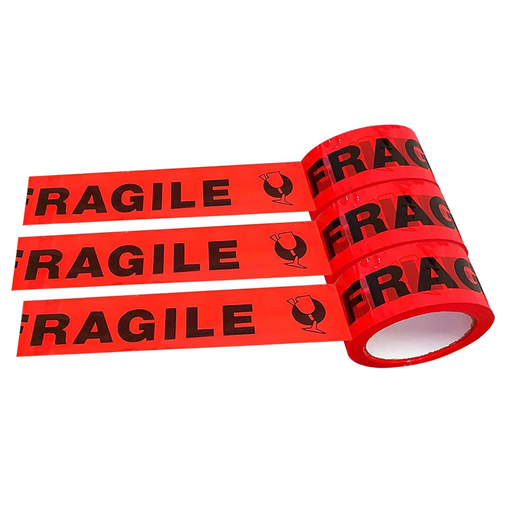 Fragile Tape Handle with Care Packing Tape 72 Rolls 2.4 Mil 2 Inch x 330 Feet (110 Yards) Heavy Duty Shipping Box Sealing Tape Suitable for Shipping and Moving Boxes (Black Fragile and Red)