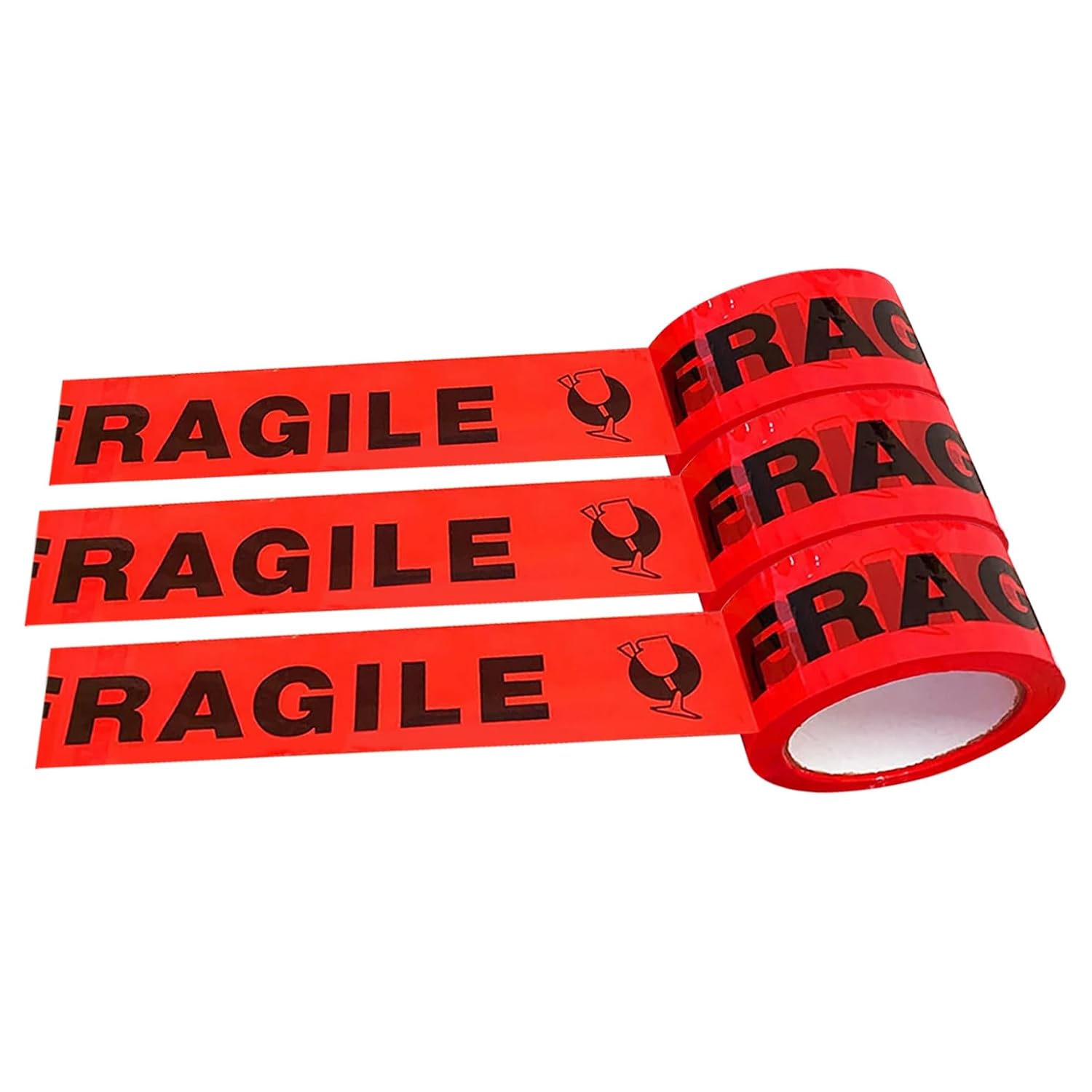 Fragile Tape Handle with Care Packing Tape 72 Rolls 2.4 Mil 2 Inch x 330 Feet (110 Yards) Heavy Duty Shipping Box Sealing Tape Suitable for Shipping and Moving Boxes (Black Fragile and Red)