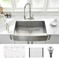 30 Inch Farmhouse Sink -VOKIM 30x22 Inch Farmhouse Apron Front Sink 16 Gauge 304 Stainless Steel Single Bowl Farm Sink