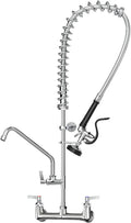 Commercial Faucet with Sprayer for Kitchen Staff: 36 Inches Commercial Faucet Pre Rinse Sprayer 8 inch Center Wall Mount Kitchen with 12 inch Add on Spout