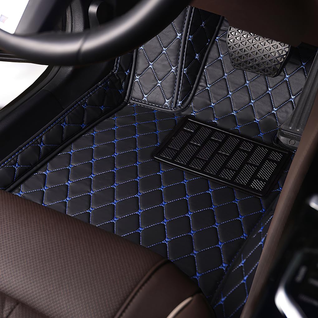 Car Floor Mats for Nissan Murano 2015-2019, Leather Luxury Floor Liner All Weather Protection Carpet. (Full Set/Black-Blue)
