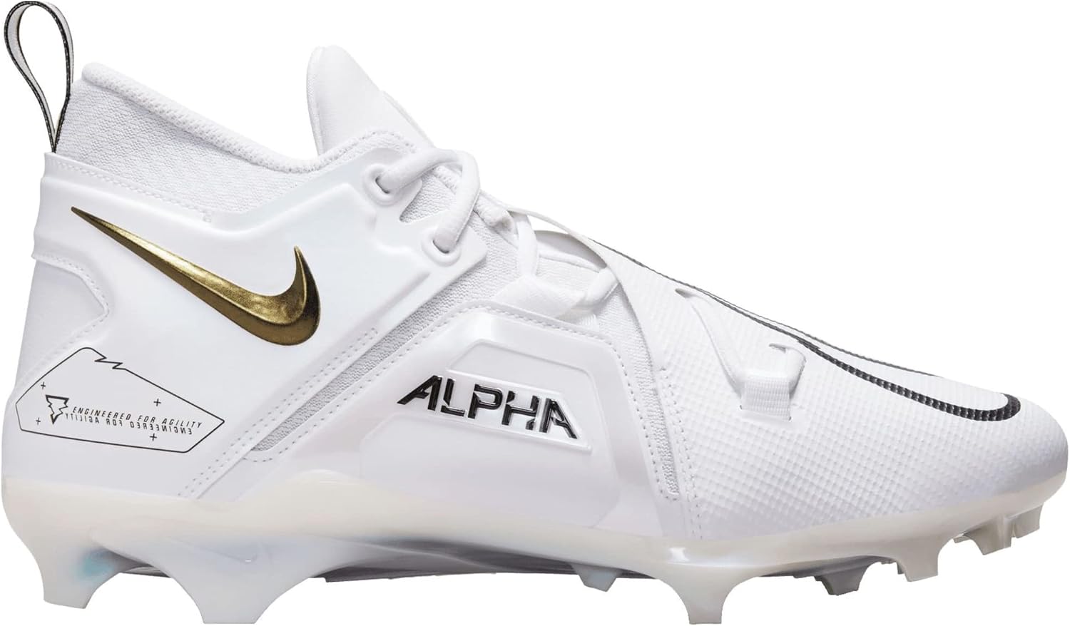 Nike Men's Alpha Menace Pro 2 Mid Football Cleats, White/Black, 10