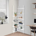 Acrylic Corner Bookshelf, 5-Tier Wall Mounted Clear Ladder Bookcase with 10 Open Shelves, Modern Display Book Shelf for Living Room, Bedroom, Bathroom, 22''Dx22''Wx73.62''H