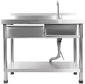 Utility Sink Stainless Steel Laundry Sink, 360 Degree Rotating Faucet, Hot And Cold Water Functions for Garage Kitchen Bathroom Laundry Use (Single Bowl 40'' Sink with Drawer and Workbench)