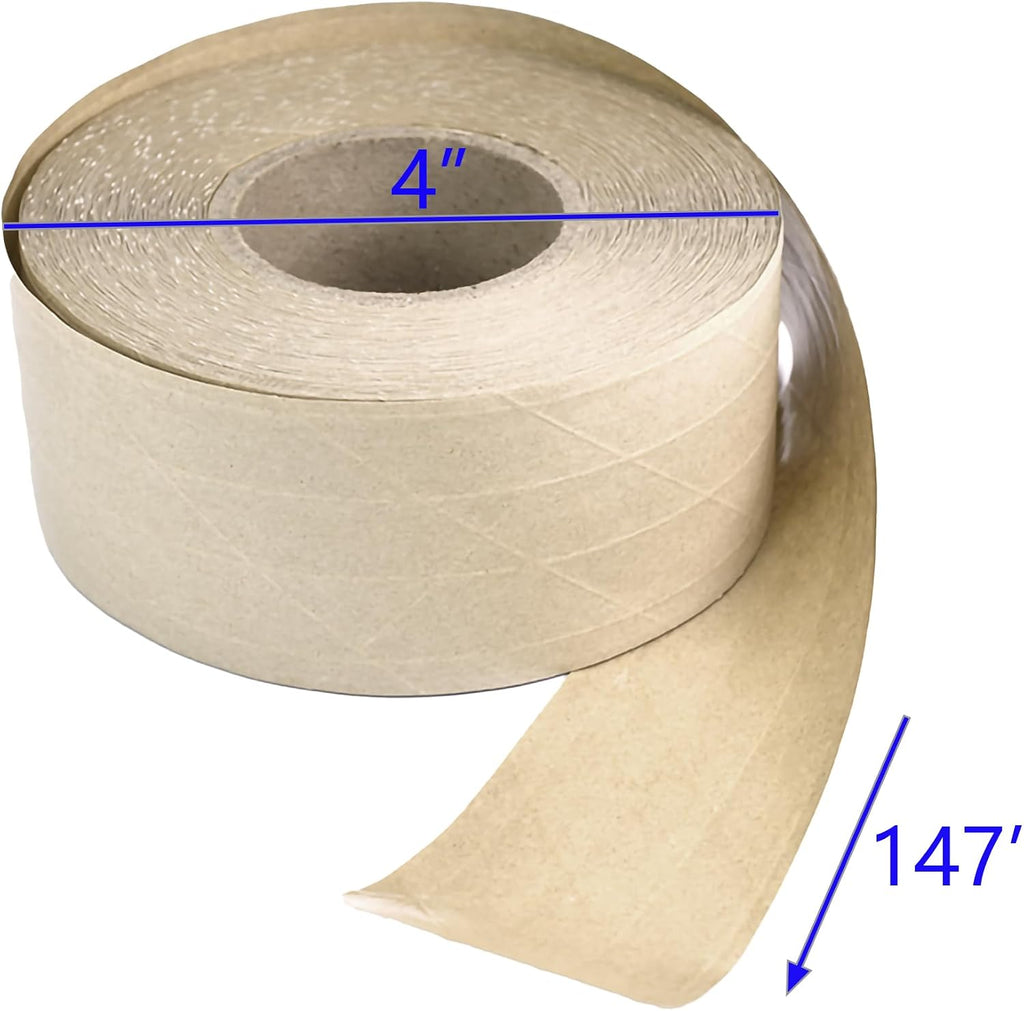 FixtureDisplays® 6 Rolls of Water Activated Reinforced Brown Kraft Paper Tape DIY Craft Box Packaging Sealing Tape 3' Wide 150 feet 1.5' Core 15723-6PK-1D