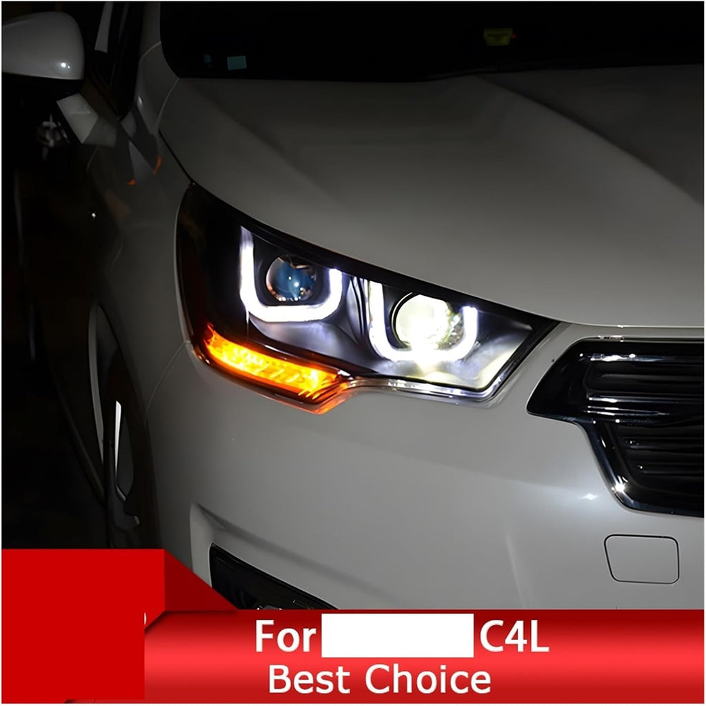 Car Lights Compatible With Citroen C4L 2013-2016 LED Auto Headlight Assembly Upgrade Bifocal Lens Blink Signal Lamp Exterior Accessories