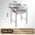Free Standing Stainless-Steel Single Bowl Restaurant Kitchen Sink Set W/Hot And Cold Water Faucets Commercial Utility Sink,Commerical, Outdoor, Garage, Laundry Room Use,Single sink,70 * 70